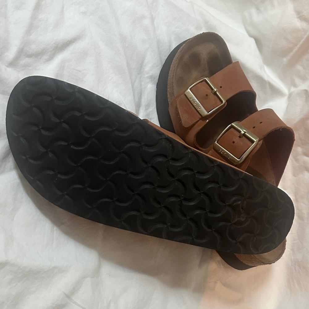Papillio by Birkenstock Cognac Leather Double-Buckle Sandals - Picture 6 of 10